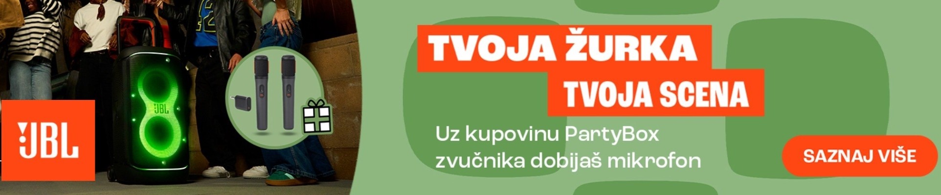 JBL Partybox zvučnik + mikrofon na poklon